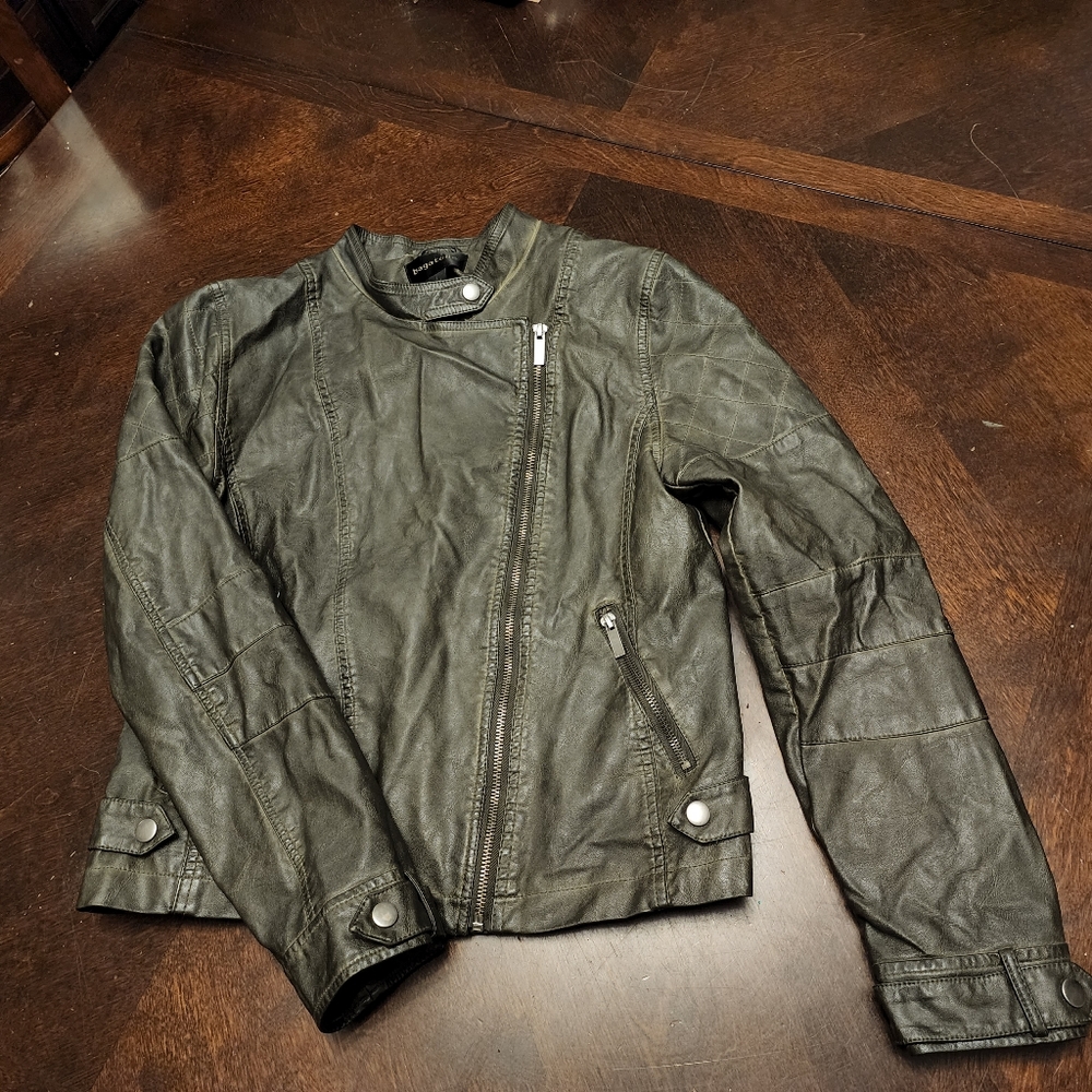 Pleather Jacket - Dark Olive Color